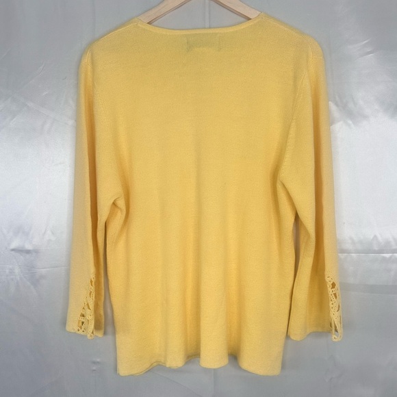 Sag Harbor Yellow Sweater with Crochet V-Neck - Picture 7 of 10